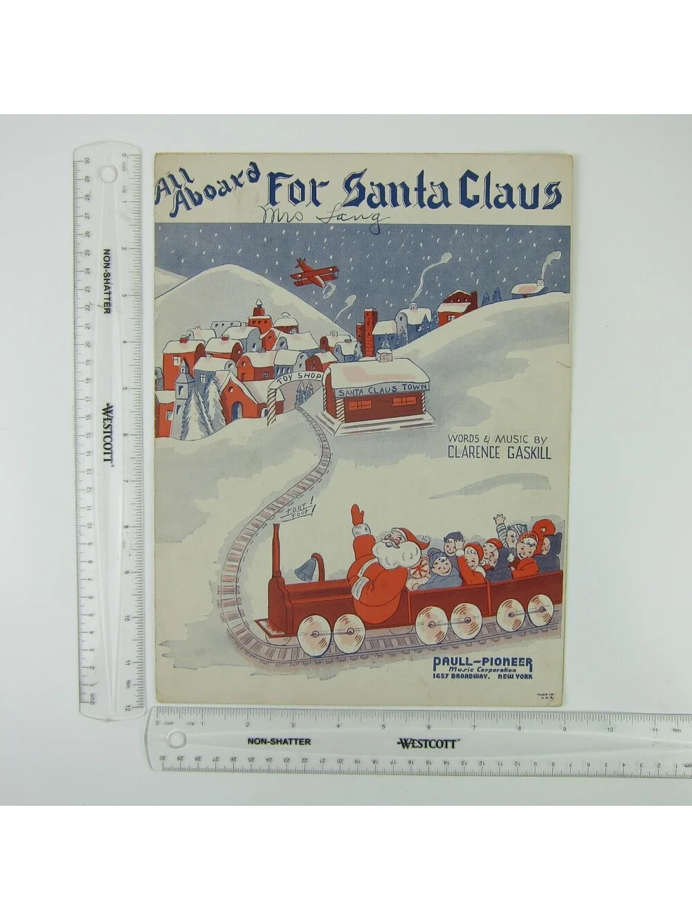 Sheet Music Christmas All Aboard For Santa Claus Clarence Gaskill Vintage 1939